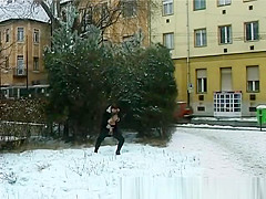 busty Step mom peeing in snow