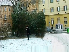 busty Step mom peeing in snow
