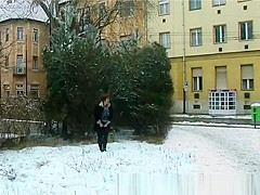 busty Step mom peeing in snow