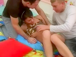 cute russian teen 18+ viola with two guys
