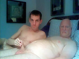 grandpa and boy play on cam