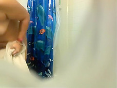 in bathroom catches chubby teee