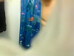 in bathroom catches chubby teee