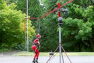 in red latex catsuit