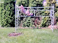 naked hot slave outdoor BDSM CBT Bondage