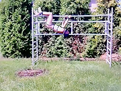 naked hot slave outdoor BDSM CBT Bondage