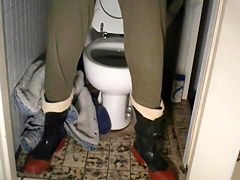 nlboots - wr rubber boots on toilet, so smoking too