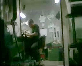 str8 man action:when wife are at home he have fun in garage