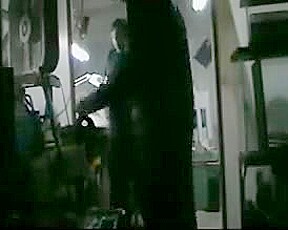 str8 man action:when wife are at home he have fun in garage