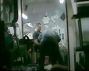 str8 man action:when wife are at home he have fun in garage
