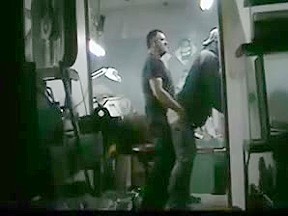str8 man action:when wife are at home he have fun in garage