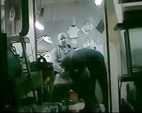 str8 man action:when wife are at home he have fun in garage