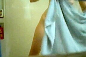 tall athlete in and out shower spy