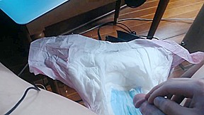 teen 18+ tied up and put in big diaper to wet ABDL