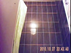 23 yo brunette with huge tits caught by in shower