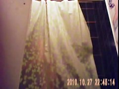 23 yo brunette with huge tits caught by in shower