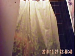 23 yo brunette with huge tits caught by in shower