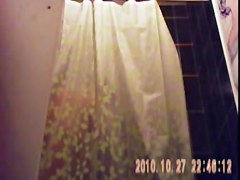 23 yo brunette with huge tits caught by in shower