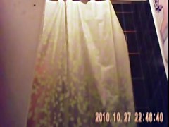 23 yo brunette with huge tits caught by in shower