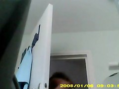21 yo girl with big boobs undressing to take a shower