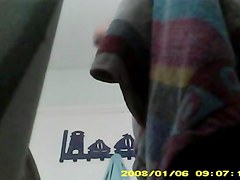 21 yo girl with big boobs undressing to take a shower