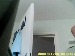 21 yo girl with big boobs undressing to take a shower